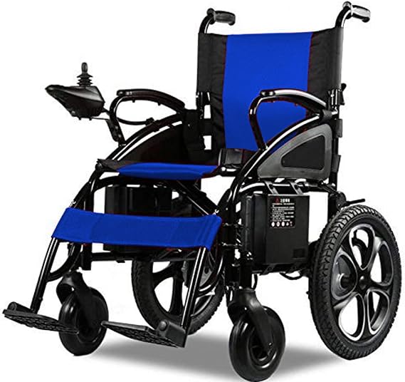 Mobility Scooter Wheelchair Electric Power Motorized Wheel Chair Portable Folding Lightweight Power Wheel Chair (Blue)