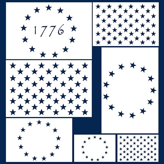 Koogel American Flag 50 Star Stencil, 13 Stars 1776 Stencils for DIY Crafts | Patriotic Decorations, Party, School Projects, Reusable Drawing Templates for Painting on Wood, Wall, Paper, Fabric