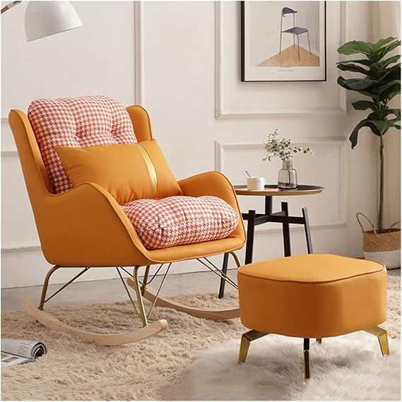 rocking chair nursery high back and armrest accent chair comfortable rocker chair swinging chair modern rocking chair nursery set with lumbar pillow and ottoman, nursery/living room glider chair,