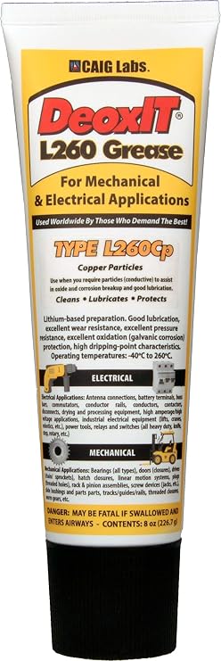 CAIG Laboratories, DeoxIT L260-C8, Lithium Grease, Copper Particles, 226g Squeeze Tube, Pack of 1