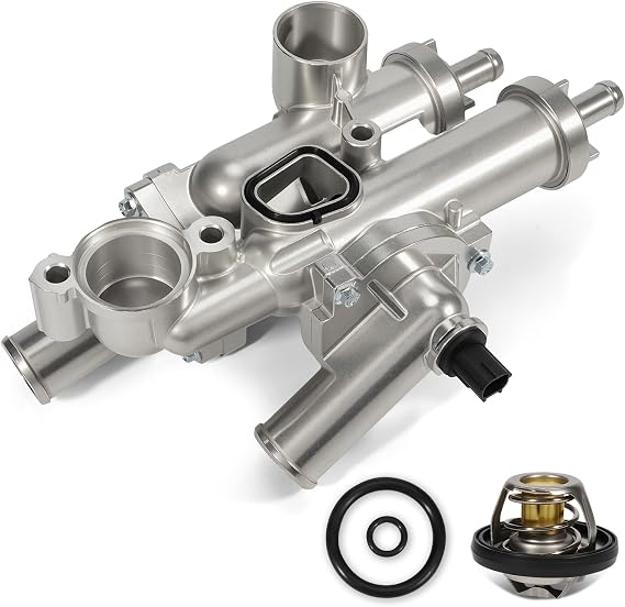 902-319 Aluminium Coolant Thermostat Housing Assembly With sensor Compatible with 2007-2020 Chrysler 200 Sebring,Dodge Avenger Caliber Journey,Jeep Compass Patriot