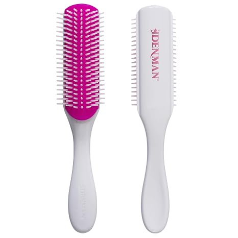 Denman Curly Hair Brush D3 (Cherry Blossom) 7 Row Styling Brush for Detangling Separating Shaping and Defining Curls – For Women and Men