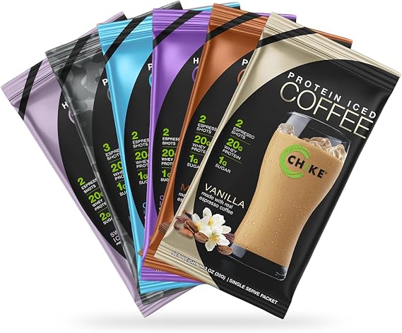 Chike High Protein Iced Coffee Sampler Pack, 6 Protein Coffee Packets