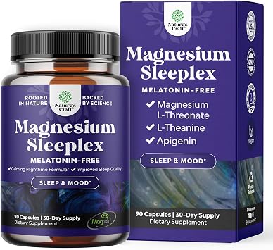 High Absorption Magnesium Sleep Supplement - Rest Support Magtein Magnesium L-Threonate and Apigenin Theanine for Sleep and Rest for Women & Men - Mg L-Threonate Melatonin Free Sleeping Aid - 90 Ct
