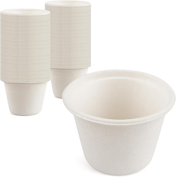 Mat Board Center, 4 oz Bagasse Compostable Cups,Sugarcane Fiber Material, 50-Pack
