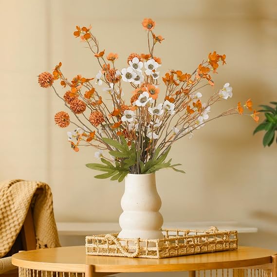 10-Pack Artificial Flowers UV Resistant & Waterproof, Lifelike Faux Flowers Bouquet for Home Decor, Bendable Stems for Indoor Outside Patio