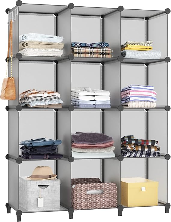 HOMIDEC Closet Organizers and Storage, 12 Cube Storage Organizer, Grey