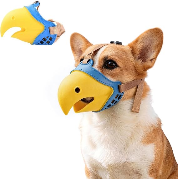 TEEMOO Dog Muzzle, Soft Muzzles for Dogs, Parrot-Shaped, Breathable Dog Mouth Guard for Biting Chewing Grooming, Allow Panting Drinking S