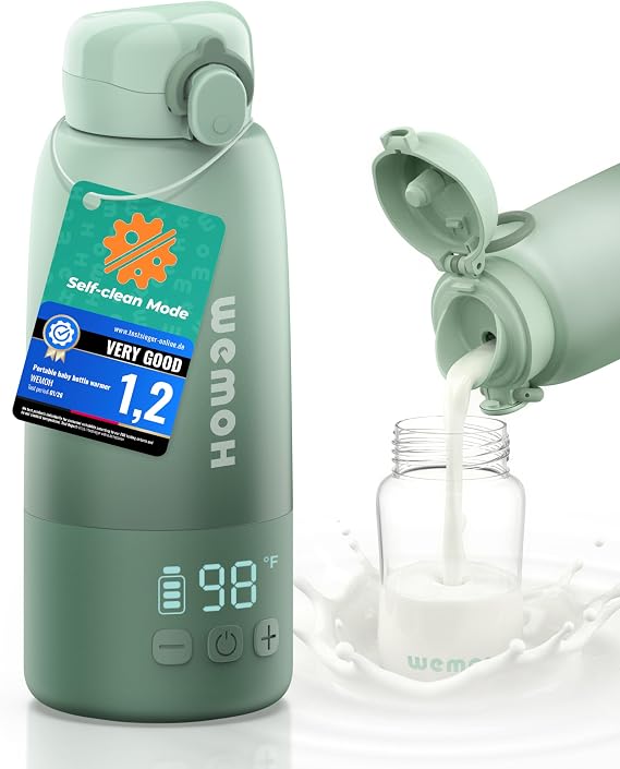 Portable Milk Warmer with Self-Clean, 110W Fast Heating for Formula