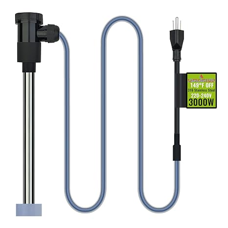 240V 3000W Submersible Immersion Water Heater for Pool & Hot Tub Portable Electric Heater with WiFi Timer and Temp Control for Bathtub, Above Ground Pool, Baptistry and Inflatable Pool