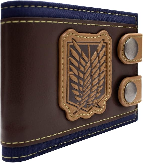 AOT Attack Anime On Titan Survey Corps Emblem Wallet Bi-Fold ID & Card Holder, Brown