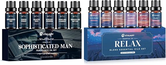 Men Essential Oils Set - Relax Essential Oils, Gentlemen's Fragrance Oil for Diffuser, Candle & Soap Making,Stress Relief, Calm Down