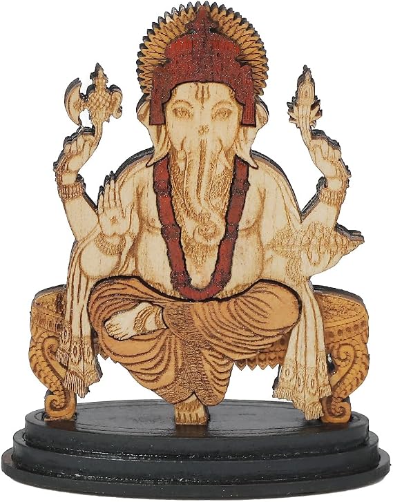 BISMAADH Handicraft Wooden Photo Frame Showpiece Specially Use for Table Top and Car-Dashboard,Home Decor, Pooja Room, Temple & House Warming Gift Purpose(Ganesh)