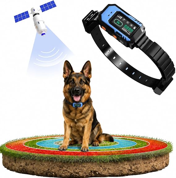 PATPET GPS Wireless Dog Collar Fence System, Adjustable Electric Fence for Dogs with 6 Warning Modes, Radius 33-9999 Yards, Rechargeable, Waterproof for Outdoor Use