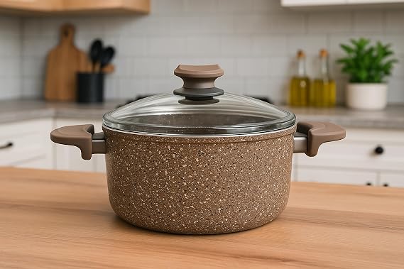 OMS COLLECTION OMS 24 CM Kahverengi Yapışmaz Granitec Güveç - Türkiye'de Üretildi