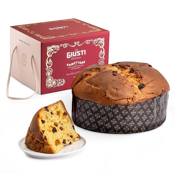 Giusti Fresh Panettone Italian Cake Bread Handmade With Balsamic Vinegar of Modena, Traditional Christmas Cake Made in Italy, Holiday Panettone Italian Bread - Pack of 1