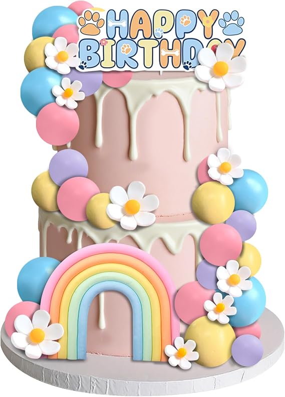 31 PCS Rainbow Cake Toppers Rainbow Theme Party Supplies Balls cupcake Topper