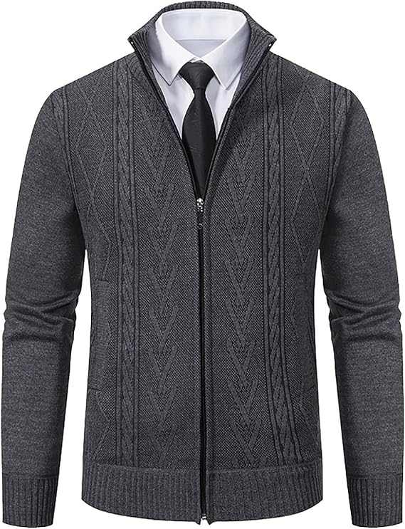 Cardigan Sweater for Men Full-Zip Loose Fit Long Sleeve Casual Knitted Cardigans Fashion Winter Warm Coat Jackets