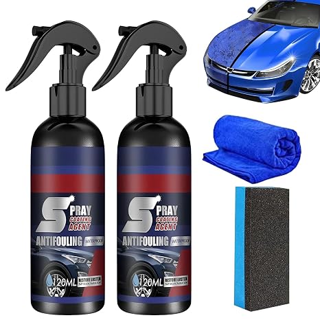 Rednow 3 in 1 Ceramic Car Coating Spray,Multi-Functional Renewal Agent,High Protection Quick Spray Fast-Acting,Plastic Parts Refurbish Agent,Waterless Wash,Nanotechnology (2PCS)