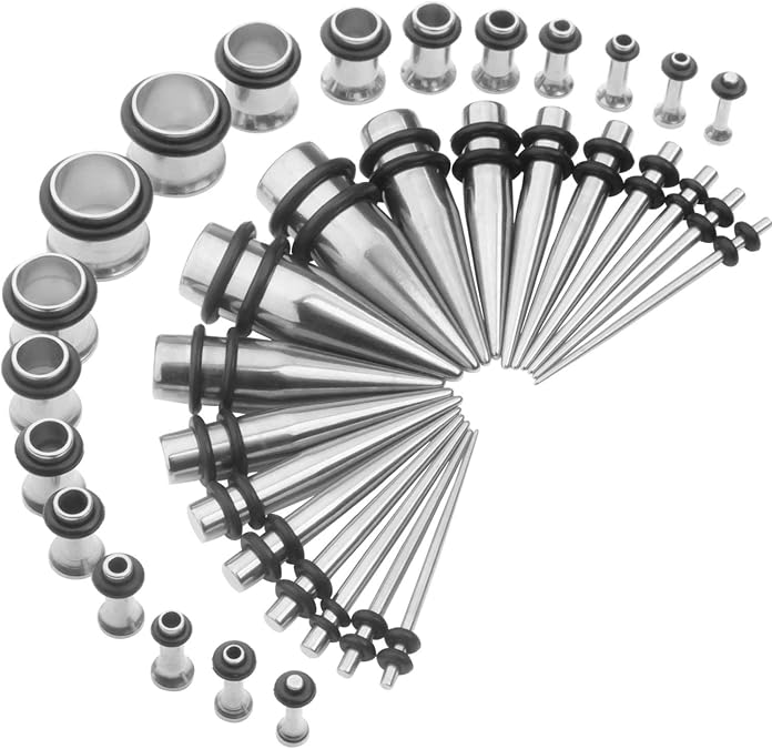 36Pcs Ear Gauges Stretching Kit 14G-00G