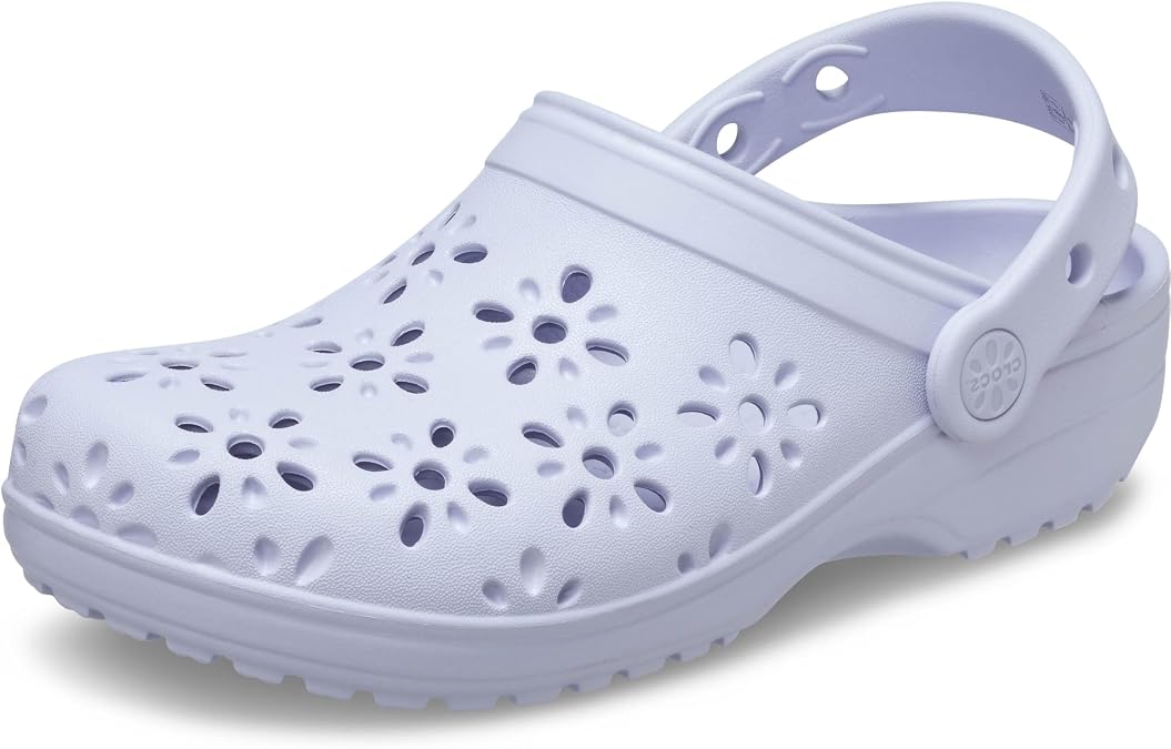 Crocs Unisex-Child Classic Clogs with Floral Cut Out Design, Kids and Toddler Shoes