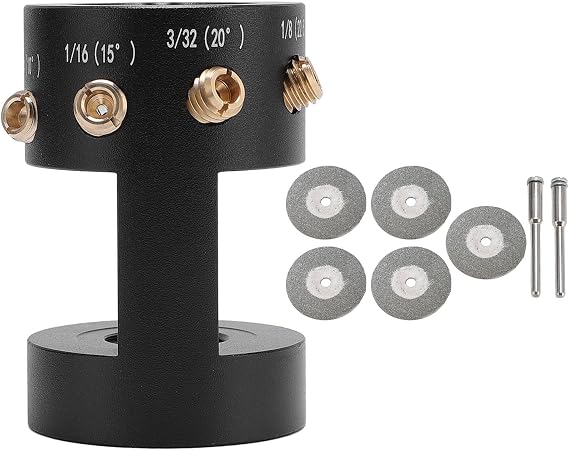 Tungsten SharpenerHead Tool, Aluminum Tungsten Electrode Sharpener Grinder, Tungsten Grinder, 4 Copper Screws Holes & 2 Upgrade CNC Mandrels, for Welding