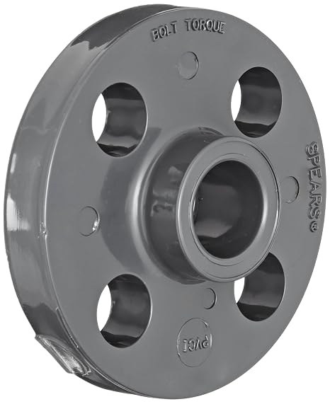 Spears 851 Series PVC Pipe Fitting, One Piece Flange, Class 150, Schedule 80, 1" Socket