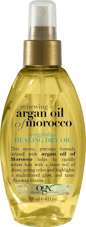 OGX Renewing + Argan Oil of Morocco Weightless Healing Dry Oil Spray, Lightweight Hair Oil Mist for Split Ends, Frizzy Hair and Flyaways, Paraben-Free, Sulfated-Surfactants Free, 4 Fl Oz