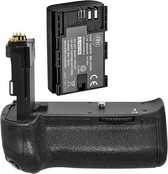 Battery Grip Kit for Canon EOS 70D, EOS 80D, EOS 90D Digital SLR Camera - Includes Qty 1 BM Premium LP-E6 Battery + BG-E14 Replacement Battery Grip