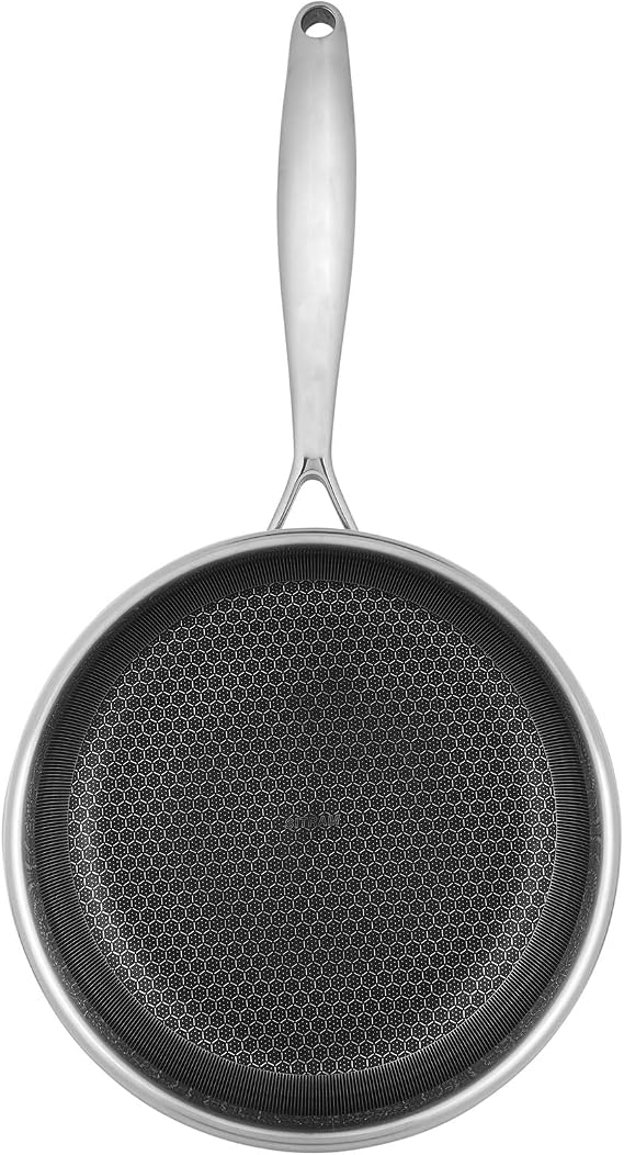 Sitram 715064 Triply Stainless Steel Frying Pan Diameter 24 cm - Non-Stick Coating and Scratch-Resistant - PFOA-Free - Suitable for All Hobs Including Induction