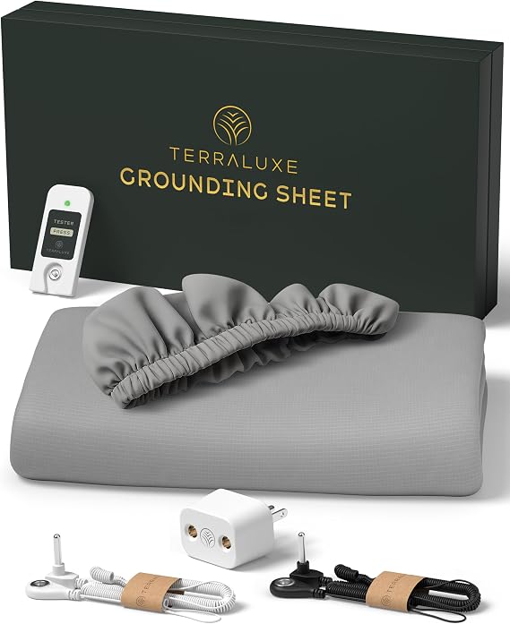 Grounding Sheets King, 12% Pure Silver, Organic Cotton, Cool, Soft, Breathable, Durable, with Tester & 2 Cords, Earth Connecting Fitted Bedding