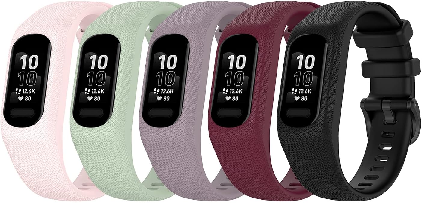 5 Pack Bands Compatible for Garmin Vivosmart 5 Watch Band, Replacement Sport Colourful Strap for GarminSmart 5 Vivosmart5 Wristband Women Men