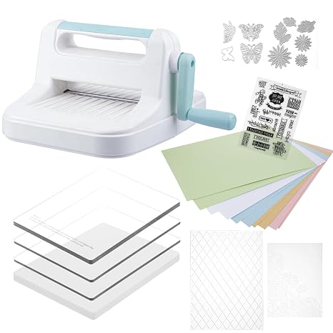6inch Manual Die Cutting Machine Kit, A5 Embossing Machine with Beginner Accessories for Scrapbooking Starter,Cardmaking,Paper Craft (Blue)