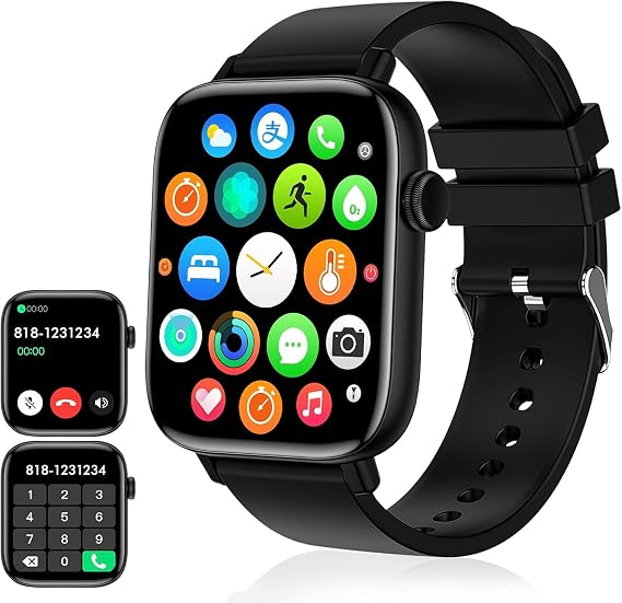 PJYUBVOR 1.90 '' Akıllı Saat ile (Cevapla/Arama Yap), Android/iOS Telefonlar için Akıllı Fitness Tracker Saatler, Bluetooth Çağrı ve Metin Mesajı/Uyku Monitörü/Kalp Hızı/Kadın Erkek için Android