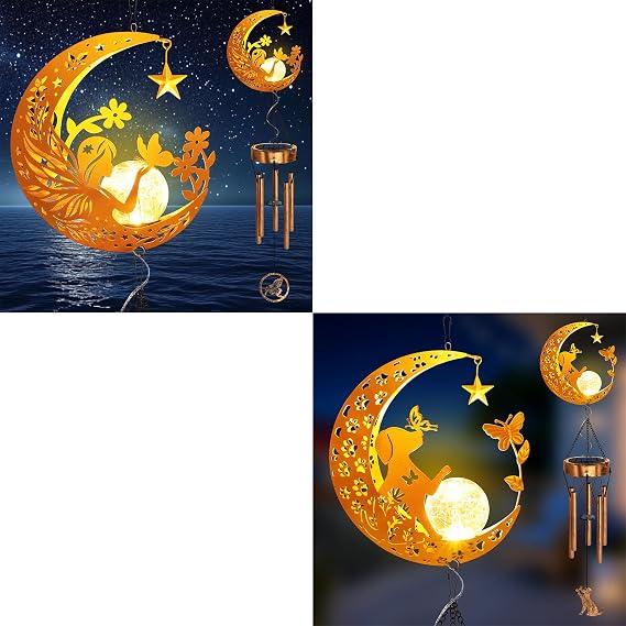 Solar Moon Fairy Wind Chimes&Solar Moon Dog Wind Chimes