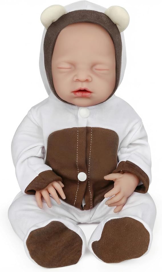 Vollence 16 inch Sleeping Silicone Baby Dolls Girl Weighted 5.21 lb,[NOT Vinyl],Silicone Full Body Reborn Lifelike Realistic Real Life Newborn Soft Babies Gift with Feeding Accessories for Kids Age 3+