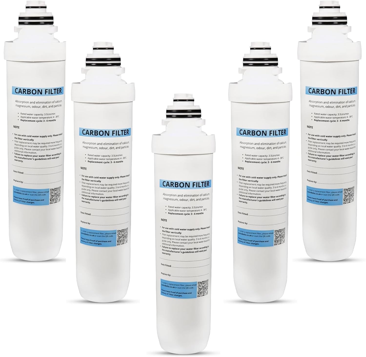 Excel Home - Boiling Water Tap Replacement Carbon Filter Without Housing Set - Replace Filter on Existing Housing (Only Compatible wih Excel Home Filter Housing) (5 Pack Replacement)