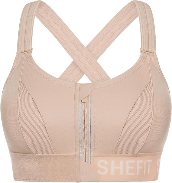 SHEFIT Women's Traditional Sports Bra with Zip-Front Closure