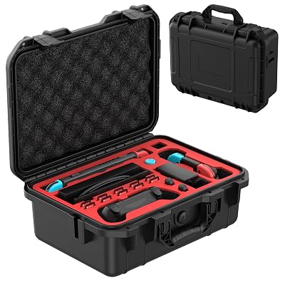 TicEaik Switch OLED Lite Hard Shell Case, Professional Deluxe IP67 Waterproof - Soft Lining with Pro Controller & Accessory Storage - NOT Compatible with Switch 2