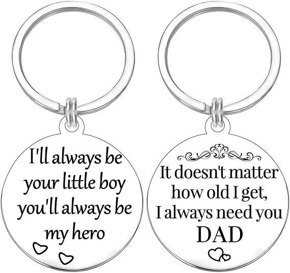 Dad Gifts from Son Fathers Day Keychain Best Dads Gift from Sons to Stepdad Birthday Christmas Valentines Gift (Dad Gifts From Son, Silver)