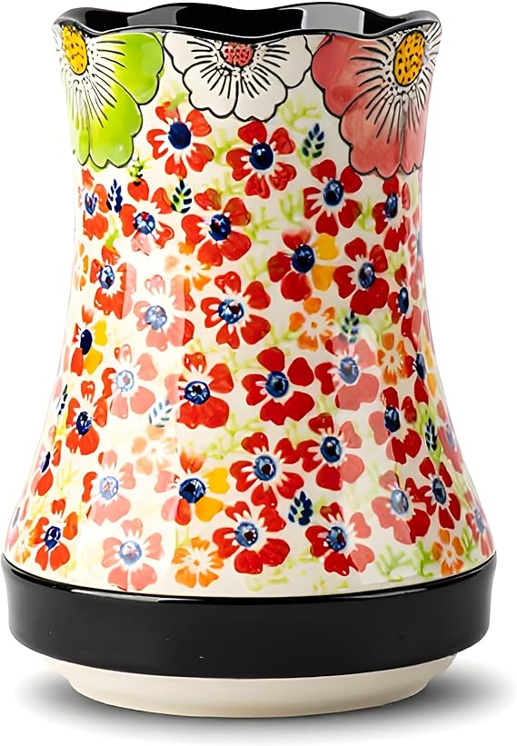 Hand-Painted Ceramic Utensil Holder for Kitchen Counter