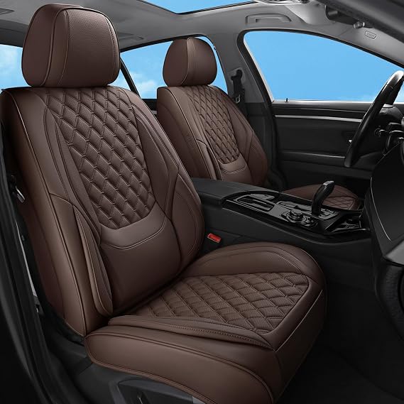 Car Seat Covers Full Set,5 Seat Leather Seat Covers for Cars,Front Seats and Back Seat Cover,Waterproof Car Seat Cushion Protectors,Universal Fit for Most Cars SUV Trucks (Brown, Full Set)