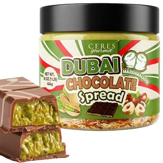 Dubai Chocolate Marshmallow Spread 16 oz Pistachio Cream & Crispy Kataifi