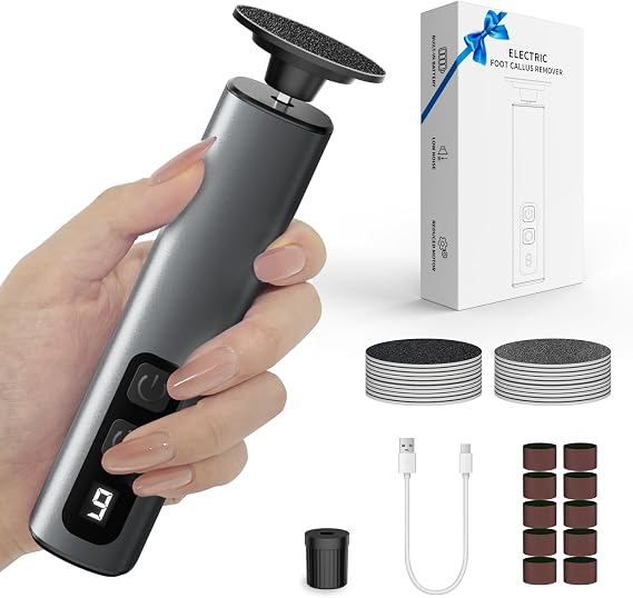 Electric Foot Callus Remover, Callus Remover for Feet with 9 Adjustable Speeds,Rechargeable Pedicure Tool with Replacement Sandpaper Discs for Dead Skin Calluses