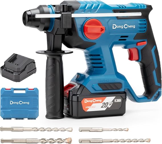 Dong Cheng 20V Max Cordless Brushless Rotary Hammer Drill,7/8-Inch SDS-Plus