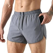 Men's 3 Inch Side Split Running Shorts,Lightweight Quick Dry Gym Workout Shorts with Zipper Pockets Sports Training