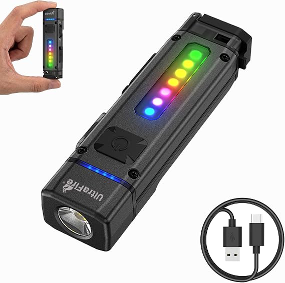ULTRAFIRE Mini Rechargeable EDC Keychain Flashlight 3-in-1 Pocket Light