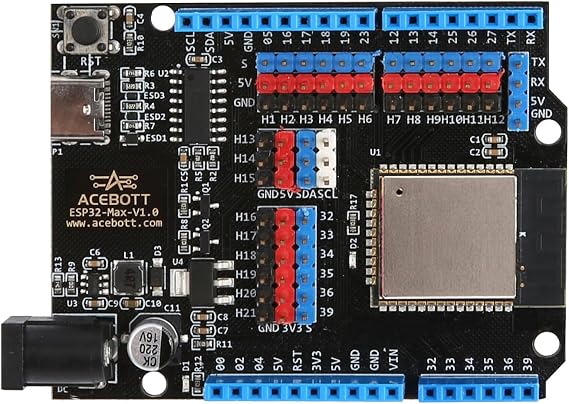 ESP32 Development Board Max V1.0 Compatible with Arduino, USB-C, Wi-Fi, Bluetooth, MicroPython Compatible, Single Board Computer Suitable for Building Mini PC/Smart Robot/Game Console (QA009)