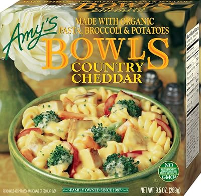 Amys Frozen Meal, Country Cheddar Bowl, Made with Organic Potatoes, Carrots and Broccoli, 9.5 oz.