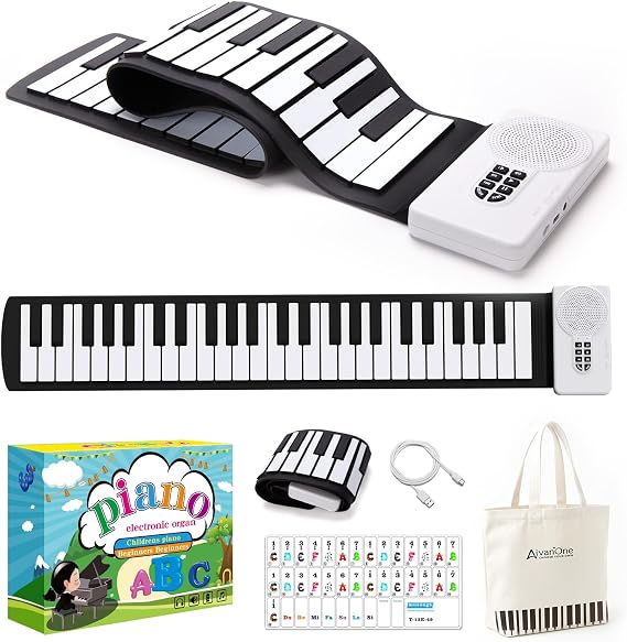 AIVANONE 49 Key Roll Up Piano, Portable Silicone Keyboard for Kids Travel